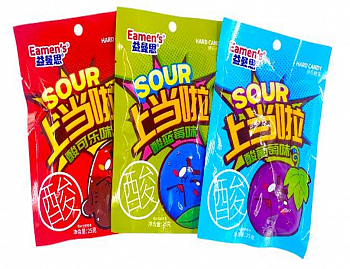 Карамель "Hard Candy" в яблочной кислоте ассорти 27гр 1шт/20уп